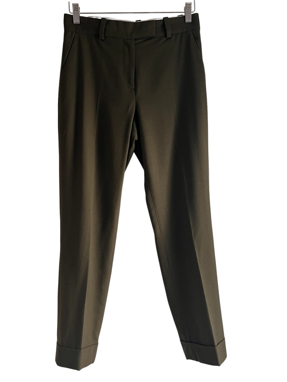 COS wool cuffed straight leg dress pants in green size 4 excellent condition